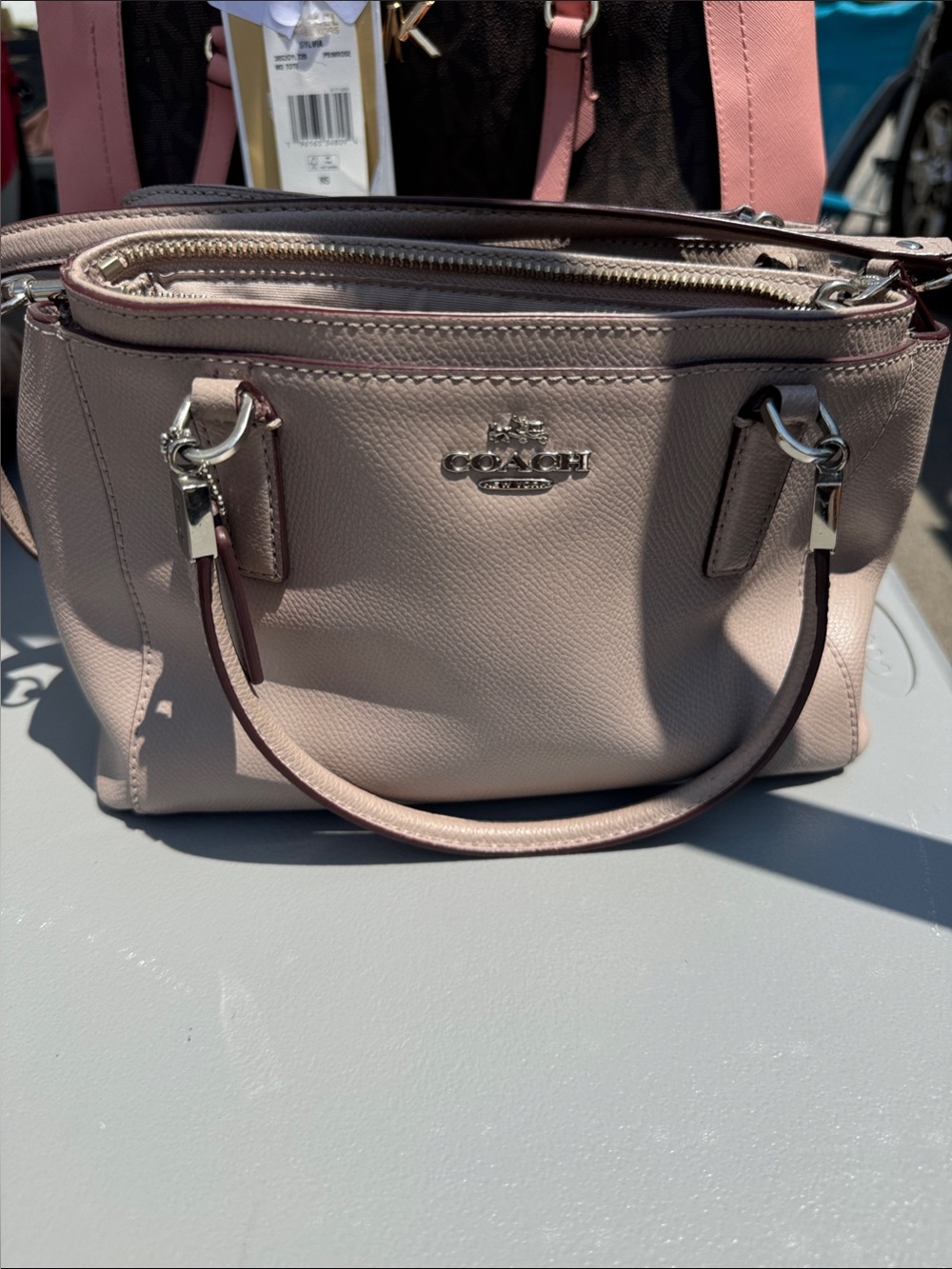 Coach Pebbled Leather Satchel in Light Pink